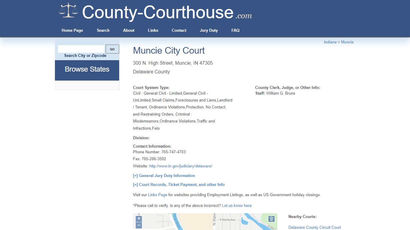 Muncie City Court in Muncie, IN - Court Information