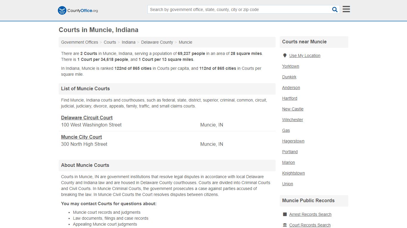 Courts - Muncie, IN (Court Records & Calendars)
