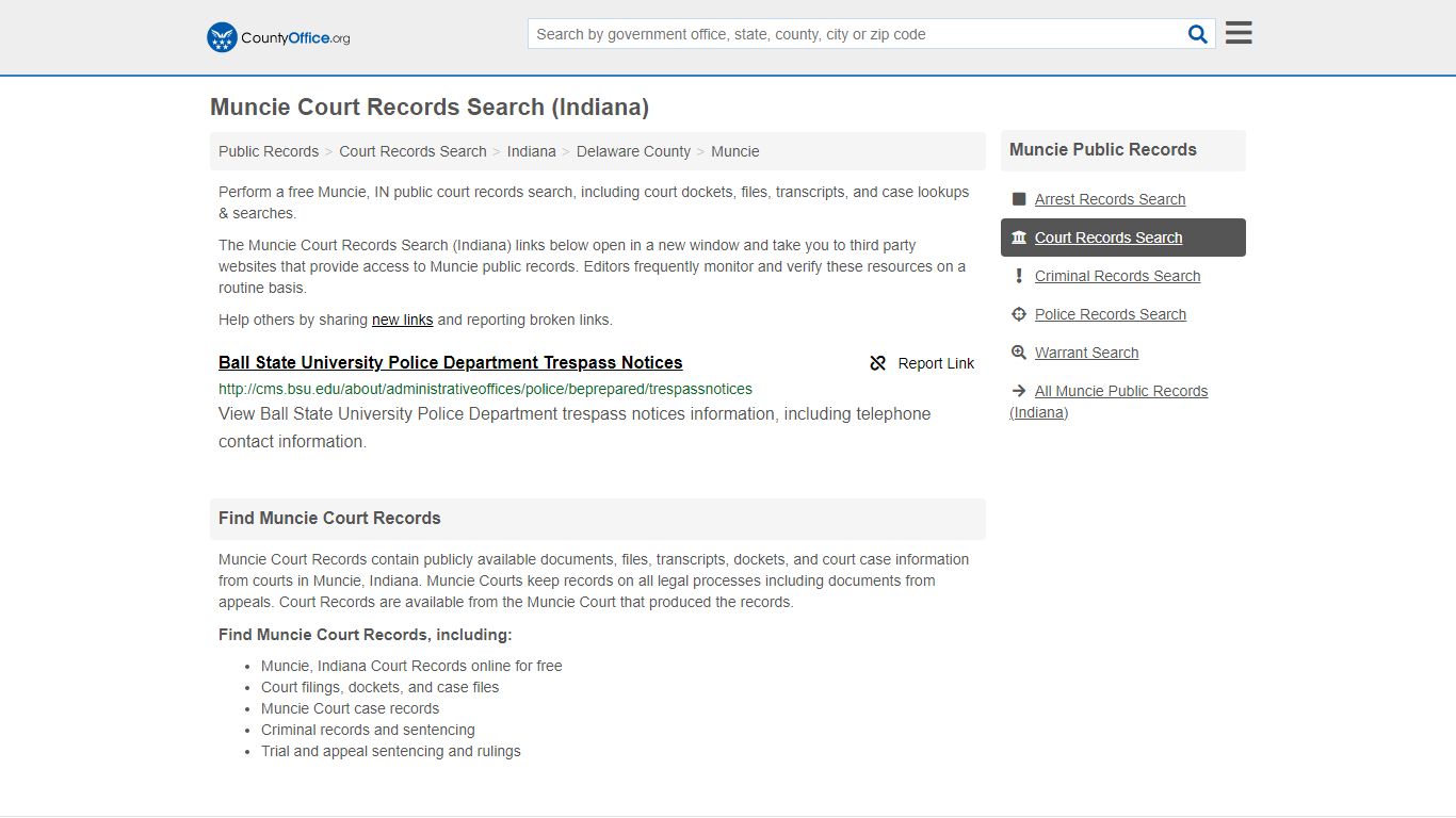 Muncie Court Records Search (Indiana) - County Office